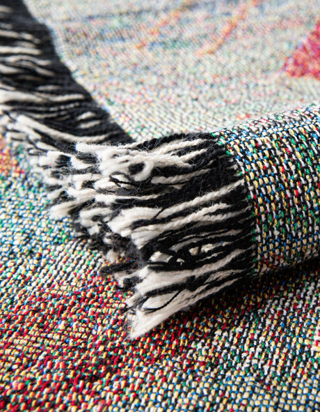 Multicolor 4' 6 x 6' Throw Blanket Rectangle Area Rug 100% Cotton Washable Cozy Soft Warm Room Decor Accent Made In USA