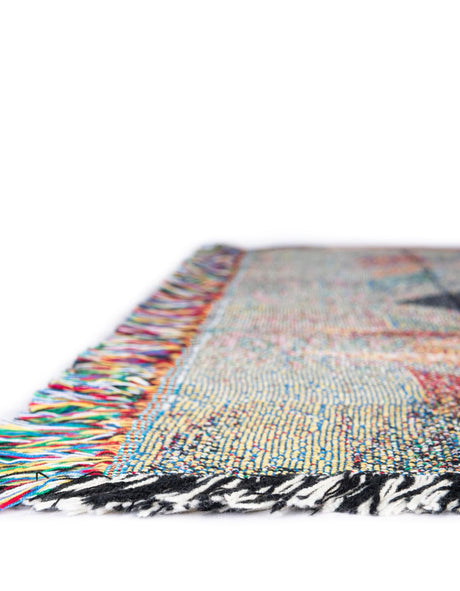 Multicolor 4' 6 x 6' Throw Blanket Rectangle Area Rug 100% Cotton Washable Cozy Soft Warm Room Decor Accent Made In USA