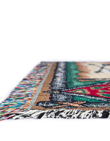 Multicolor 4' 6 x 6' Throw Blanket Rectangle Area Rug 100% Cotton Washable Cozy Soft Warm Room Decor Accent Made In USA