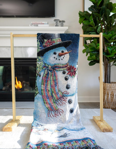 Seasonal Festive White 4' 6 x 6' Throw Blanket Rectangle Area Rug 100% Cotton Washable Cozy Soft Warm Room Decor Accent Made In USA