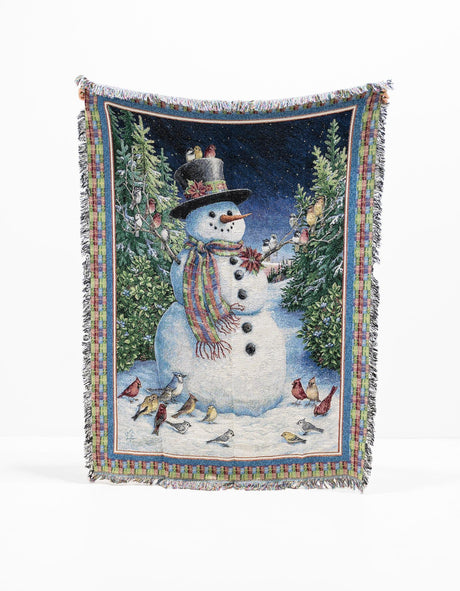 Seasonal Festive White 4' 6 x 6' Throw Blanket Rectangle Area Rug 100% Cotton Washable Cozy Soft Warm Room Decor Accent Made In USA