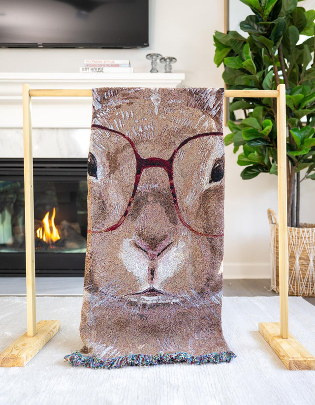 Brown 4' 6 x 6' Throw Blanket Rectangle Rug