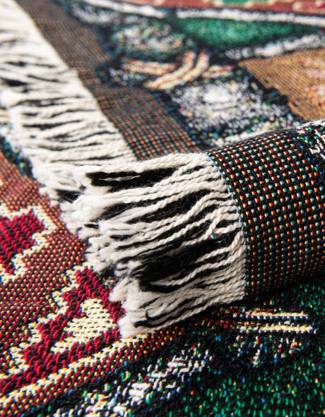 Multicolor 4' 6 x 6' Throw Blanket Rectangle Area Rug 100% Cotton Washable Cozy Soft Warm Room Decor Accent Made In USA