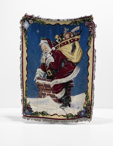 Seasonal Festive Red 4' 6 x 6' Throw Blanket Rectangle Area Rug 100% Cotton Washable Cozy Soft Warm Room Decor Accent Made In USA