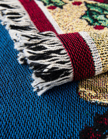 Seasonal Festive Red 4' 6 x 6' Throw Blanket Rectangle Area Rug 100% Cotton Washable Cozy Soft Warm Room Decor Accent Made In USA