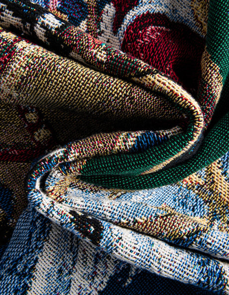 Seasonal Festive Multicolor 4' 6 x 6' Throw Blanket Rectangle Area Rug 100% Cotton Washable Cozy Soft Warm Room Decor Accent Made In USA