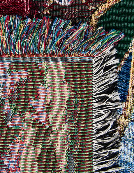 Seasonal Festive Multicolor 4' 6 x 6' Throw Blanket Rectangle Area Rug 100% Cotton Washable Cozy Soft Warm Room Decor Accent Made In USA