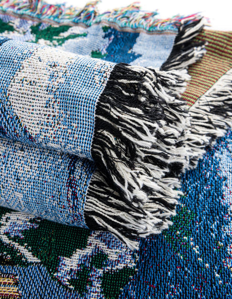 Seasonal Festive Multicolor 4' 6 x 6' Throw Blanket Rectangle Area Rug 100% Cotton Washable Cozy Soft Warm Room Decor Accent Made In USA