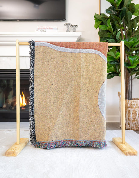 Multicolor 4' 6 x 6' Throw Blanket Rectangle Area Rug 100% Cotton Washable Cozy Soft Warm Room Decor Accent Made In USA