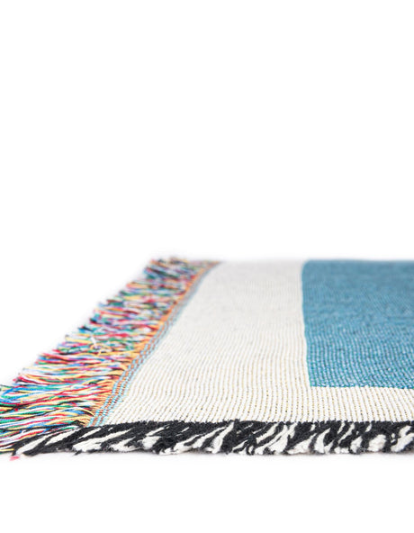 Multicolor 4' 6 x 6' Throw Blanket Rectangle Area Rug 100% Cotton Washable Cozy Soft Warm Room Decor Accent Made In USA