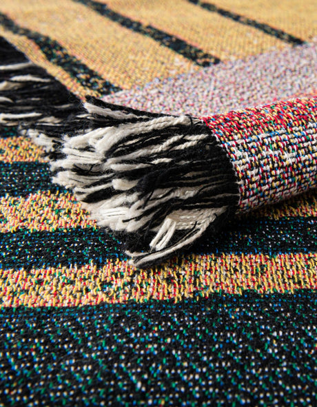 Multicolor 4' 6 x 6' Throw Blanket Rectangle Area Rug 100% Cotton Washable Cozy Soft Warm Room Decor Accent Made In USA