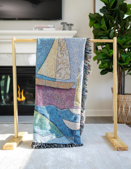 Multicolor 4' 6 x 6' Throw Blanket Rectangle Area Rug 100% Cotton Washable Cozy Soft Warm Room Decor Accent Made In USA