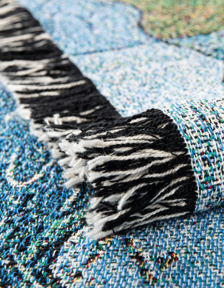 Multicolor 4' 6 x 6' Throw Blanket Rectangle Area Rug 100% Cotton Washable Cozy Soft Warm Room Decor Accent Made In USA