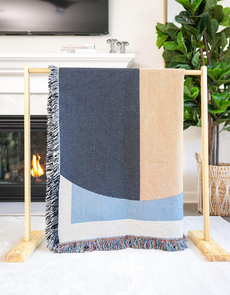 Multicolor 4' 6 x 6' Throw Blanket Rectangle Area Rug 100% Cotton Washable Cozy Soft Warm Room Decor Accent Made In USA