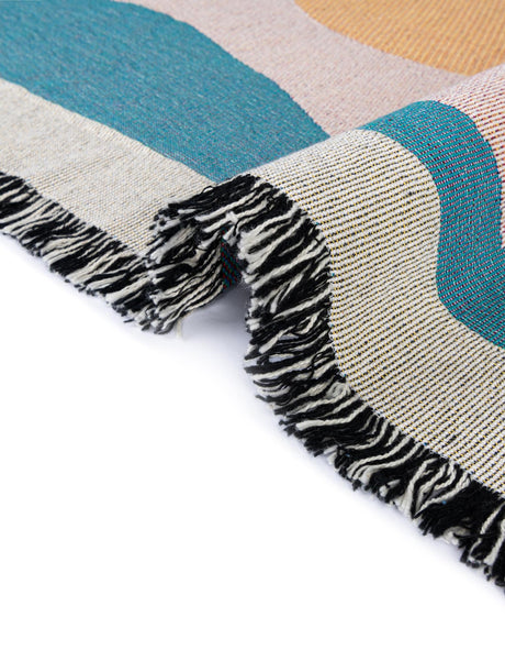 Multicolor 4' 6 x 6' Throw Blanket Rectangle Area Rug 100% Cotton Washable Cozy Soft Warm Room Decor Accent Made In USA