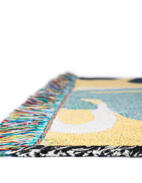 Multicolor 4' 6 x 6' Throw Blanket Rectangle Area Rug 100% Cotton Washable Cozy Soft Warm Room Decor Accent Made In USA