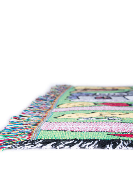 Multicolor 4' 6 x 6' Throw Blanket Rectangle Area Rug 100% Cotton Washable Cozy Soft Warm Room Decor Accent Made In USA