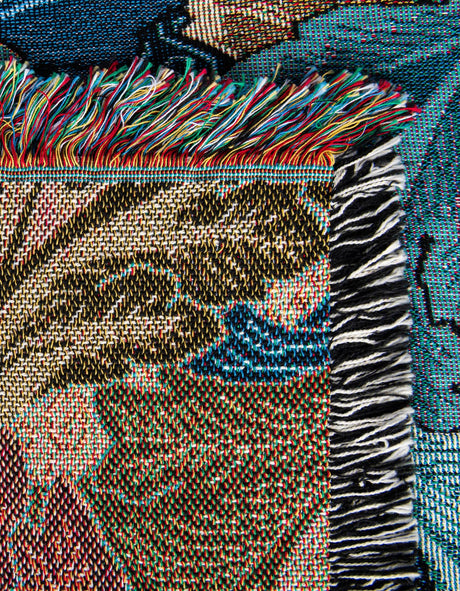 Blue 4' 6 x 6' Throw Blanket Rectangle Area Rug 100% Cotton Washable Cozy Soft Warm Room Decor Accent Made In USA