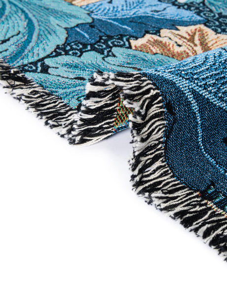 Blue 4' 6 x 6' Throw Blanket Rectangle Area Rug 100% Cotton Washable Cozy Soft Warm Room Decor Accent Made In USA