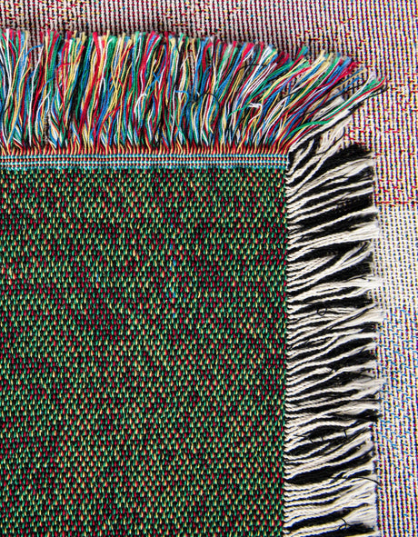 Multicolor 4' 6 x 6' Throw Blanket Rectangle Area Rug 100% Cotton Washable Cozy Soft Warm Room Decor Accent Made In USA