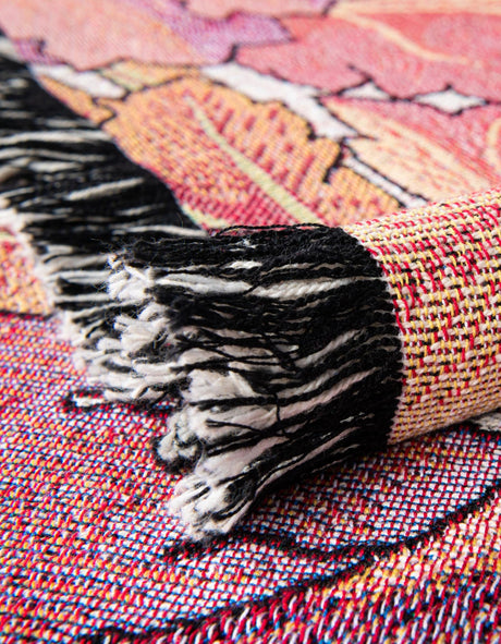 Pink 4' 6 x 6' Throw Blanket Rectangle Area Rug 100% Cotton Washable Cozy Soft Warm Room Decor Accent Made In USA