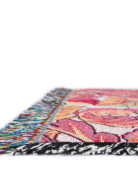 Pink 4' 6 x 6' Throw Blanket Rectangle Area Rug 100% Cotton Washable Cozy Soft Warm Room Decor Accent Made In USA