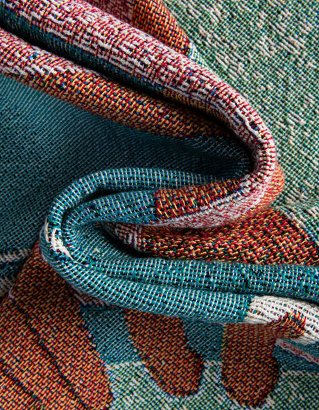 Multicolor 4' 6 x 6' Throw Blanket Rectangle Area Rug 100% Cotton Washable Cozy Soft Warm Room Decor Accent Made In USA