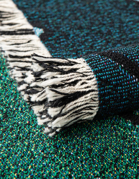 Green 4' 6 x 6' Throw Blanket Rectangle Area Rug 100% Cotton Washable Cozy Soft Warm Room Decor Accent Made In USA