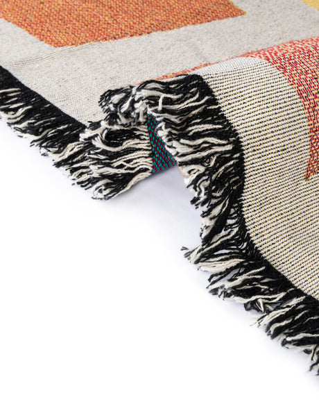 Multicolor 4' 6 x 6' Throw Blanket Rectangle Area Rug 100% Cotton Washable Cozy Soft Warm Room Decor Accent Made In USA