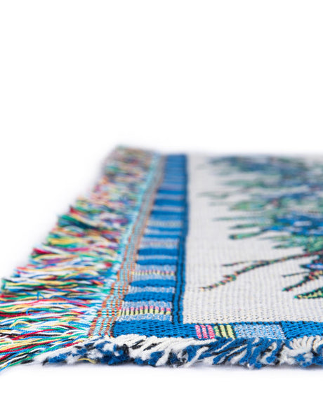 Multicolor 4' 6 x 6' Throw Blanket Rectangle Area Rug 100% Cotton Washable Cozy Soft Warm Room Decor Accent Made In USA