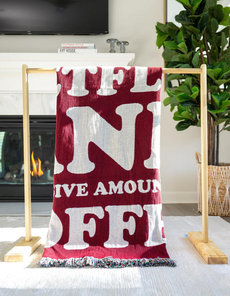 Red 4' 6 x 6' Throw Blanket Rectangle Area Rug 100% Cotton Washable Cozy Soft Warm Room Decor Accent Made In USA