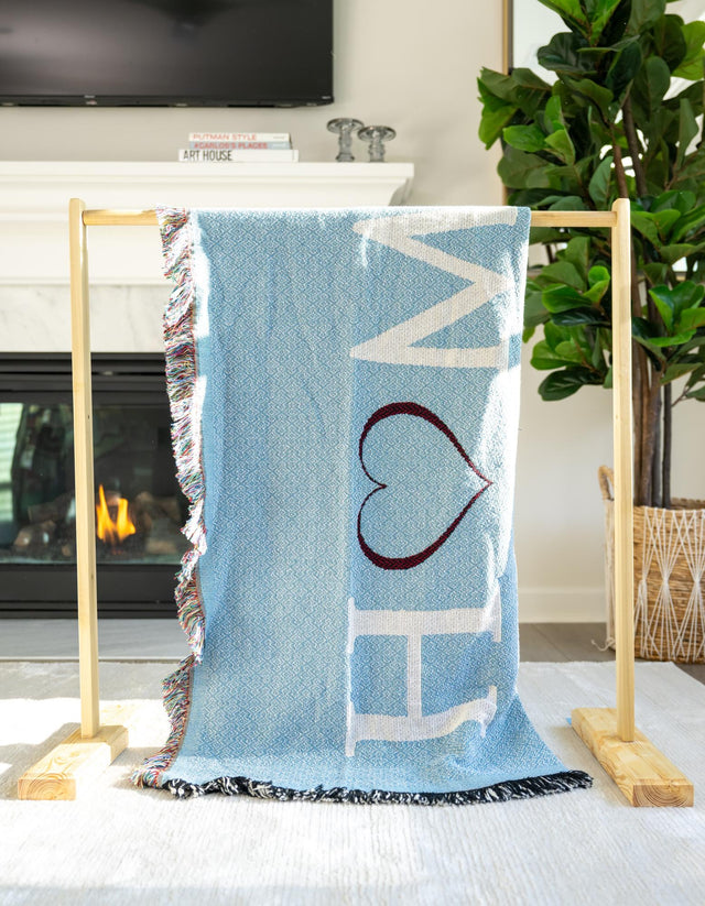 Blue 4' 6 x 6' Throw Blanket Rectangle Rug