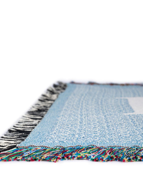 Blue 4' 6 x 6' Throw Blanket Rectangle Area Rug 100% Cotton Washable Cozy Soft Warm Room Decor Accent Made In USA