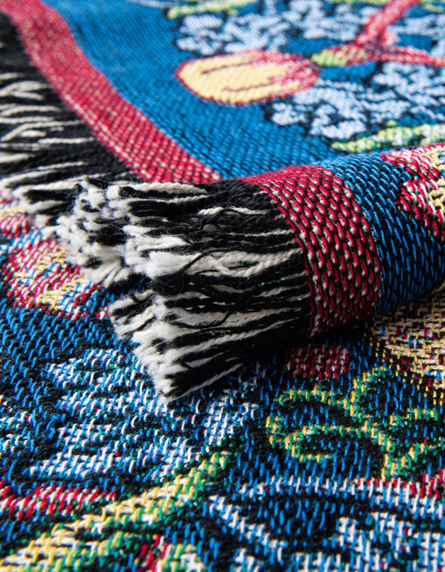 Blue 4' 6 x 6' Throw Blanket Rectangle Rug
