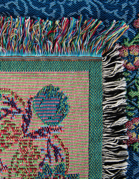 Blue 4' 6 x 6' Throw Blanket Rectangle Area Rug 100% Cotton Washable Cozy Soft Warm Room Decor Accent Made In USA