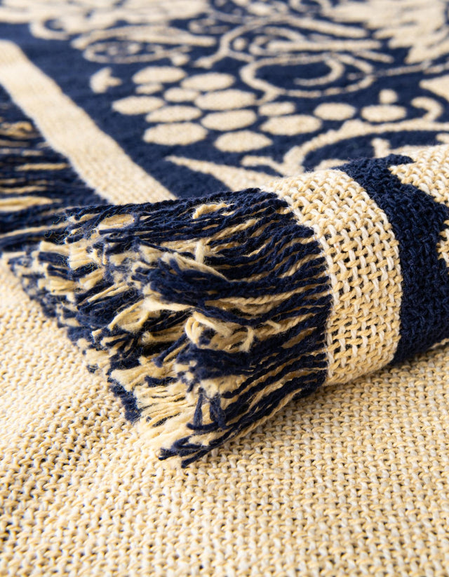 Blue and White 4' 6 x 6' Throw Blanket Rectangle Rug
