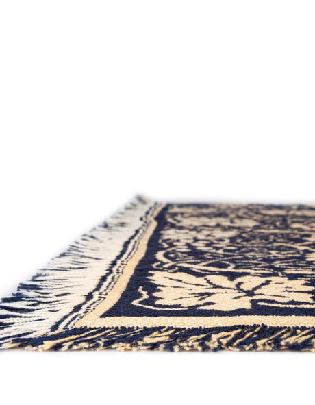 Blue and White 4' 6 x 6' Throw Blanket Rectangle Area Rug 100% Cotton Washable Cozy Soft Warm Room Decor Accent Made In USA