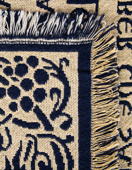 Blue and White 4' 6 x 6' Throw Blanket Rectangle Area Rug 100% Cotton Washable Cozy Soft Warm Room Decor Accent Made In USA