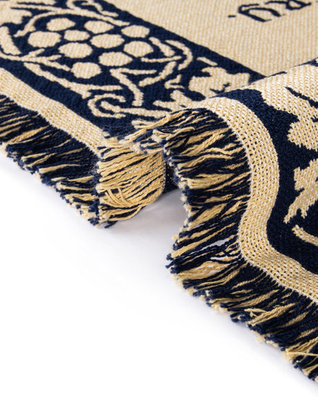 Blue and White 4' 6 x 6' Throw Blanket Rectangle Area Rug 100% Cotton Washable Cozy Soft Warm Room Decor Accent Made In USA