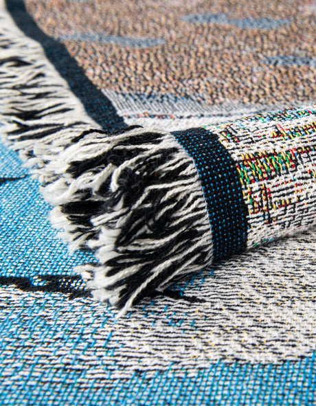 Multicolor 4' 6 x 6' Throw Blanket Rectangle Area Rug 100% Cotton Washable Cozy Soft Warm Room Decor Accent Made In USA