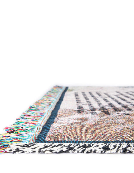 Multicolor 4' 6 x 6' Throw Blanket Rectangle Area Rug 100% Cotton Washable Cozy Soft Warm Room Decor Accent Made In USA