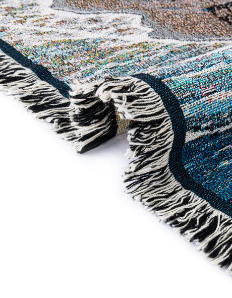 Multicolor 4' 6 x 6' Throw Blanket Rectangle Area Rug 100% Cotton Washable Cozy Soft Warm Room Decor Accent Made In USA