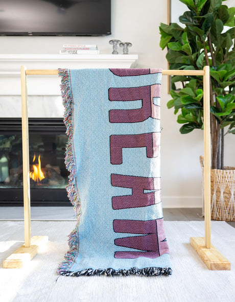 Blue 4' 6 x 6' Throw Blanket Rectangle Area Rug 100% Cotton Washable Cozy Soft Warm Room Decor Accent Made In USA