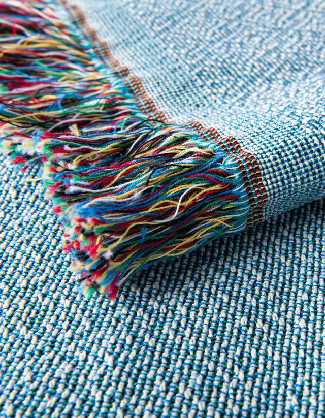 Blue 4' 6 x 6' Throw Blanket Rectangle Rug