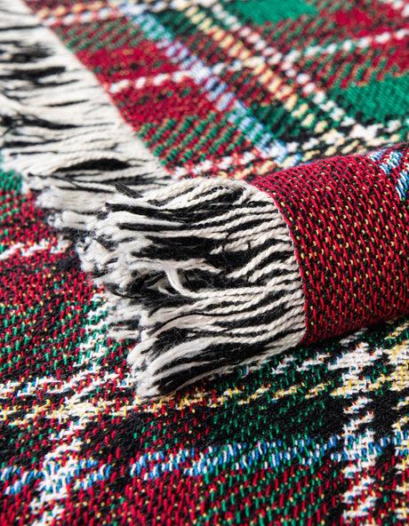 Red 4' 6 x 6' Throw Blanket Rectangle Area Rug 100% Cotton Washable Cozy Soft Warm Room Decor Accent Made In USA