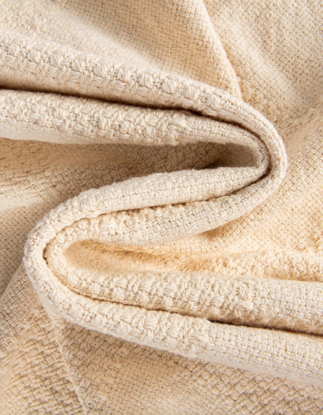 Tan 4' 6 x 6' Throw Blanket Rectangle Area Rug 100% Cotton Washable Cozy Soft Warm Room Decor Accent Made In USA