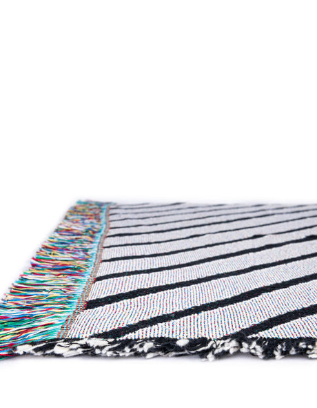 Black and White 4' 6 x 6' Throw Blanket Rectangle Area Rug 100% Cotton Washable Cozy Soft Warm Room Decor Accent Made In USA