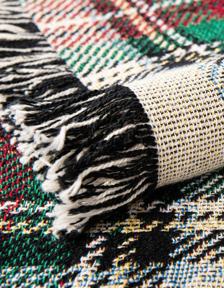 Multicolor 4' 6 x 6' Throw Blanket Rectangle Area Rug 100% Cotton Washable Cozy Soft Warm Room Decor Accent Made In USA