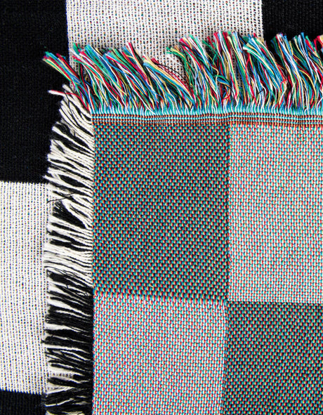 Black and White 4' 6 x 6' Throw Blanket Rectangle Area Rug 100% Cotton Washable Cozy Soft Warm Room Decor Accent Made In USA