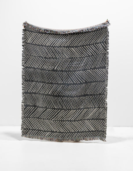 Black and White 4' 6 x 6' Throw Blanket Rectangle Area Rug 100% Cotton Washable Cozy Soft Warm Room Decor Accent Made In USA